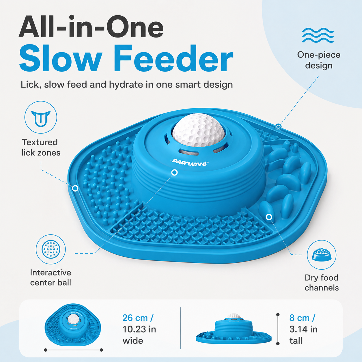 PawLove™ 3-in-1 Interactive Slow Feeder Bowl