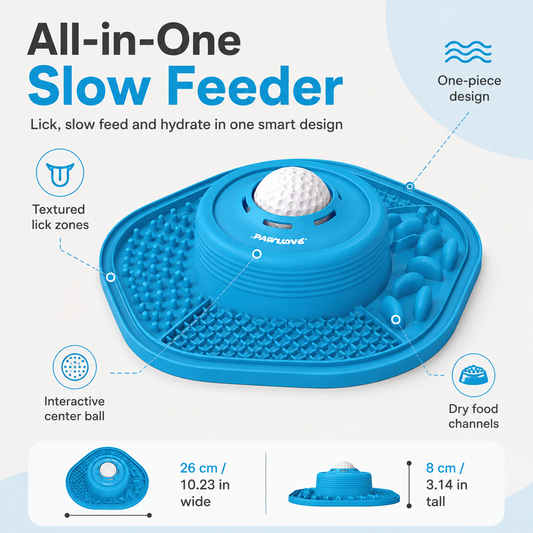 PawLove™ 3-in-1 Interactive Slow Feeder Bowl
