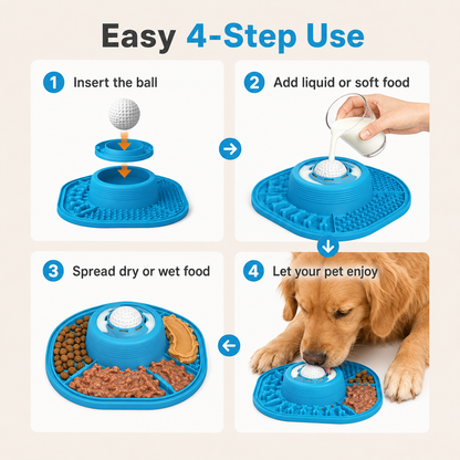 PawLove™ 3-in-1 Interactive Slow Feeder Bowl